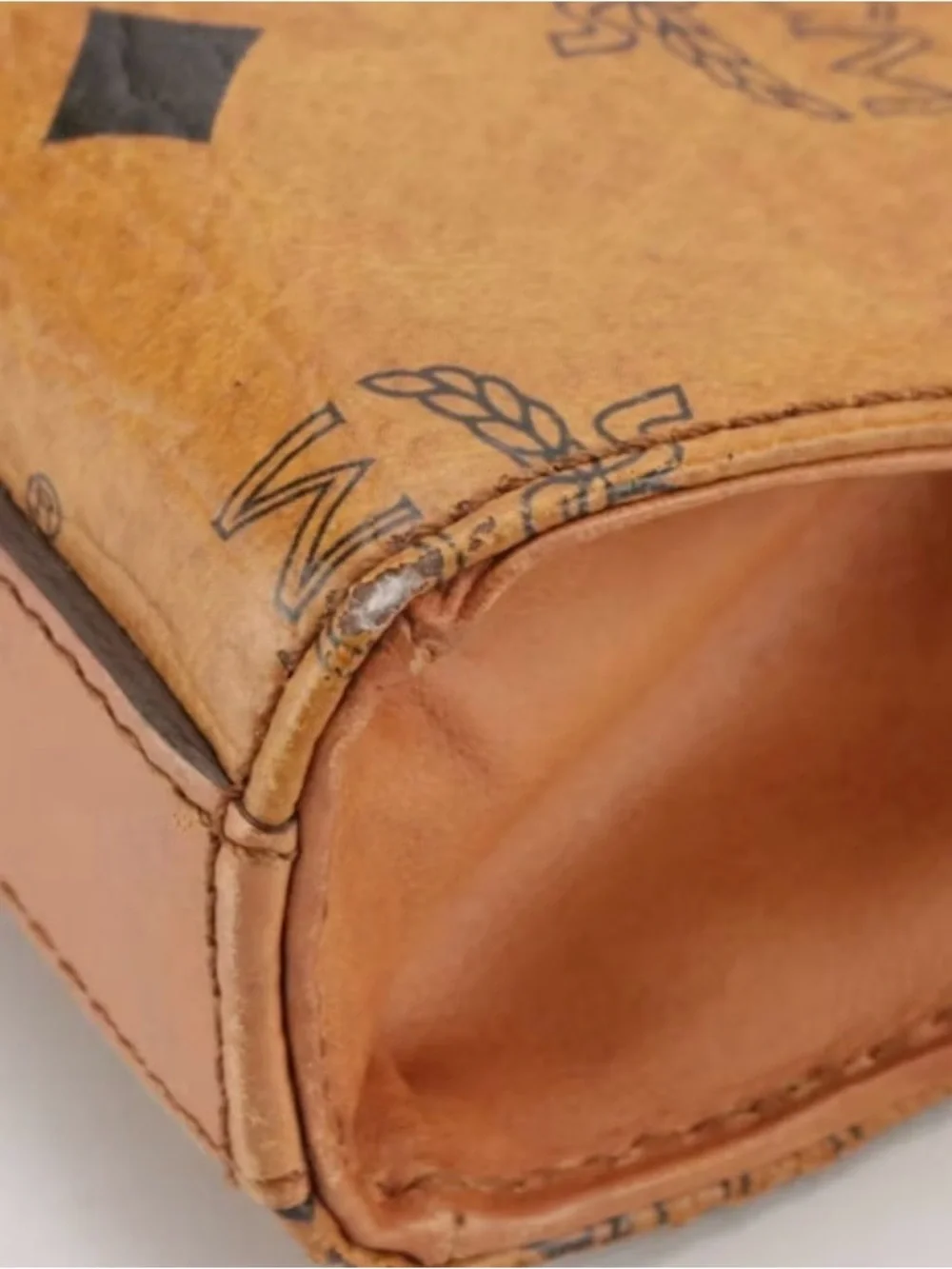 MCM Cognac Monogram Leather Briefcase with Gold-Tone Lock